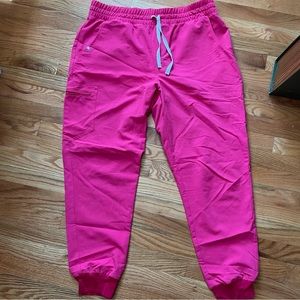Bright pink figs Zamora jogger scrub pants
